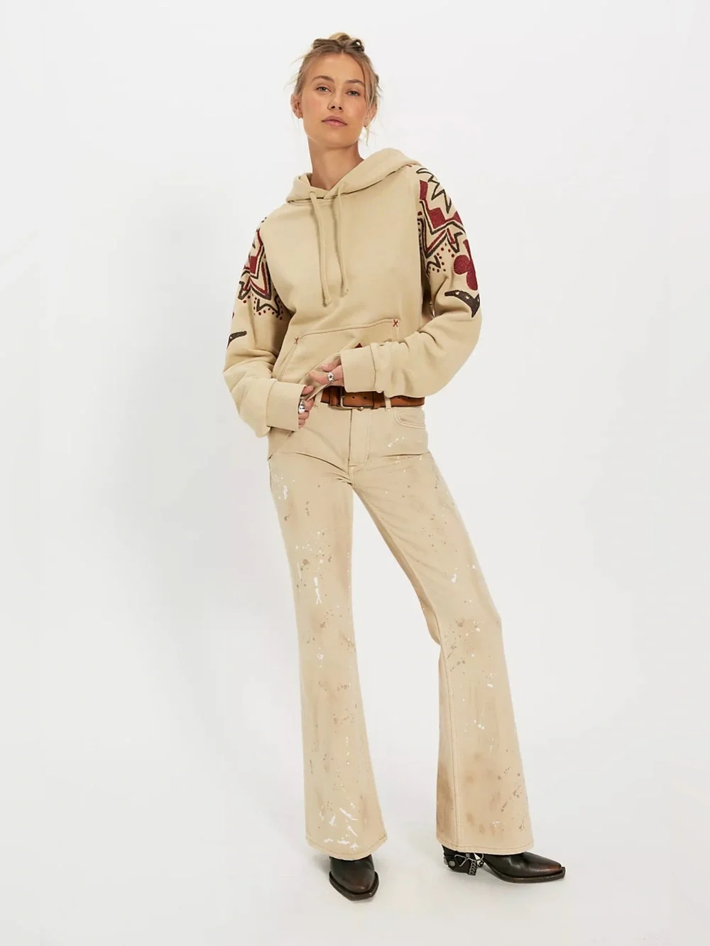 🆕 FREE PEOPLE X DENIM AND BONE | PLAYING CARD HOODIE | SZ: M